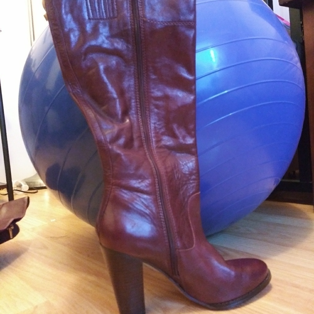 Audrey Brooke burgundy leather boots